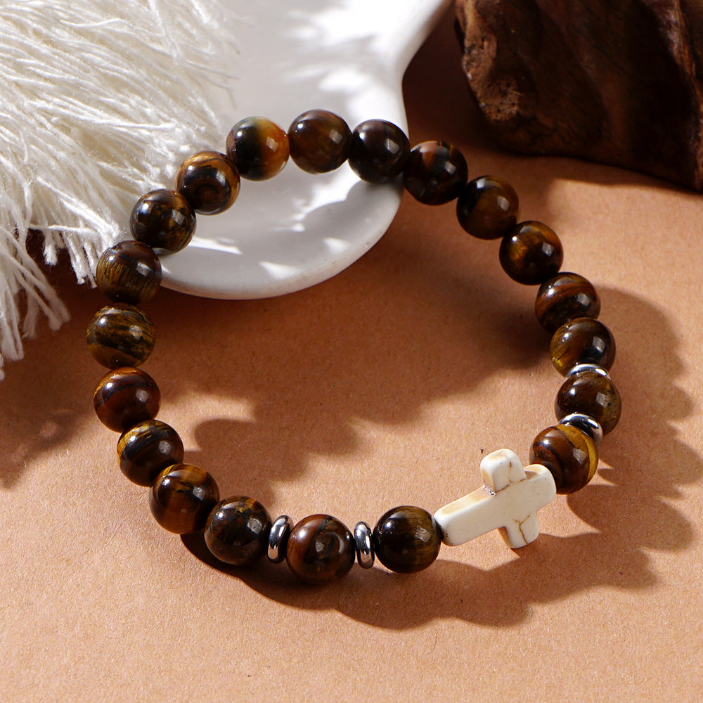 cross beaded bracelets - faith-inspired jewelry with lava rock, turquoise, tiger's eye & more | stylish & spiritual handcrafted accessories