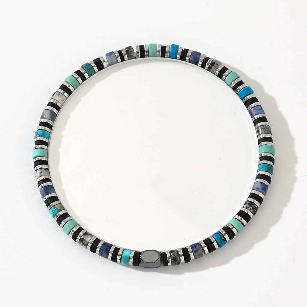 boho cylindrical men bracelet – fashionable retro & versatile beaded wristband - star8s