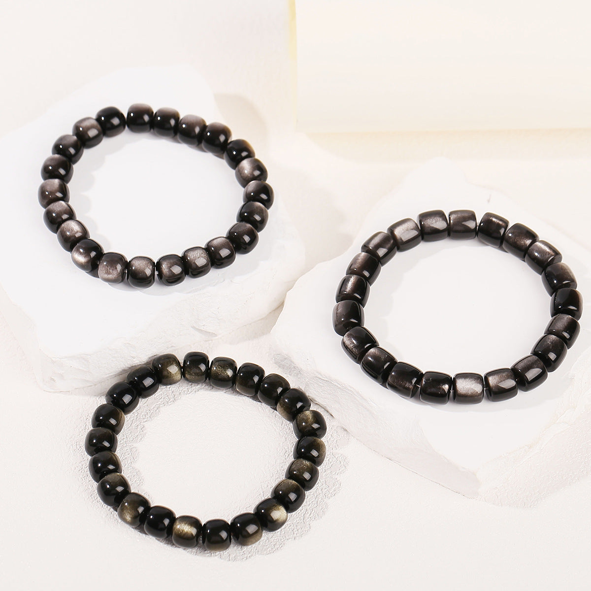 obsidian beaded bracelet - fashionable unisex cylinder shape gift bracelet - star8s