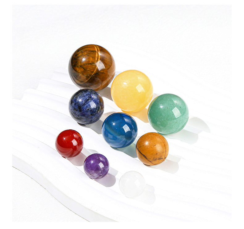 crystal ball solar system nine planets set – decorative mineral specimen planetary sculpture - star8s