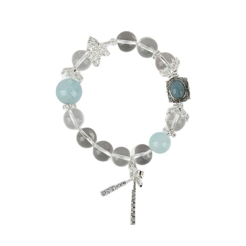 aquamarine crystal bracelet with butterfly charms | elegant women’s fashion jewelry