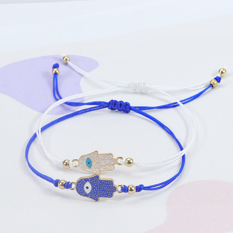 evil eye hamsa hand bracelet - simple adjustable charm for protection & good luck - star8s