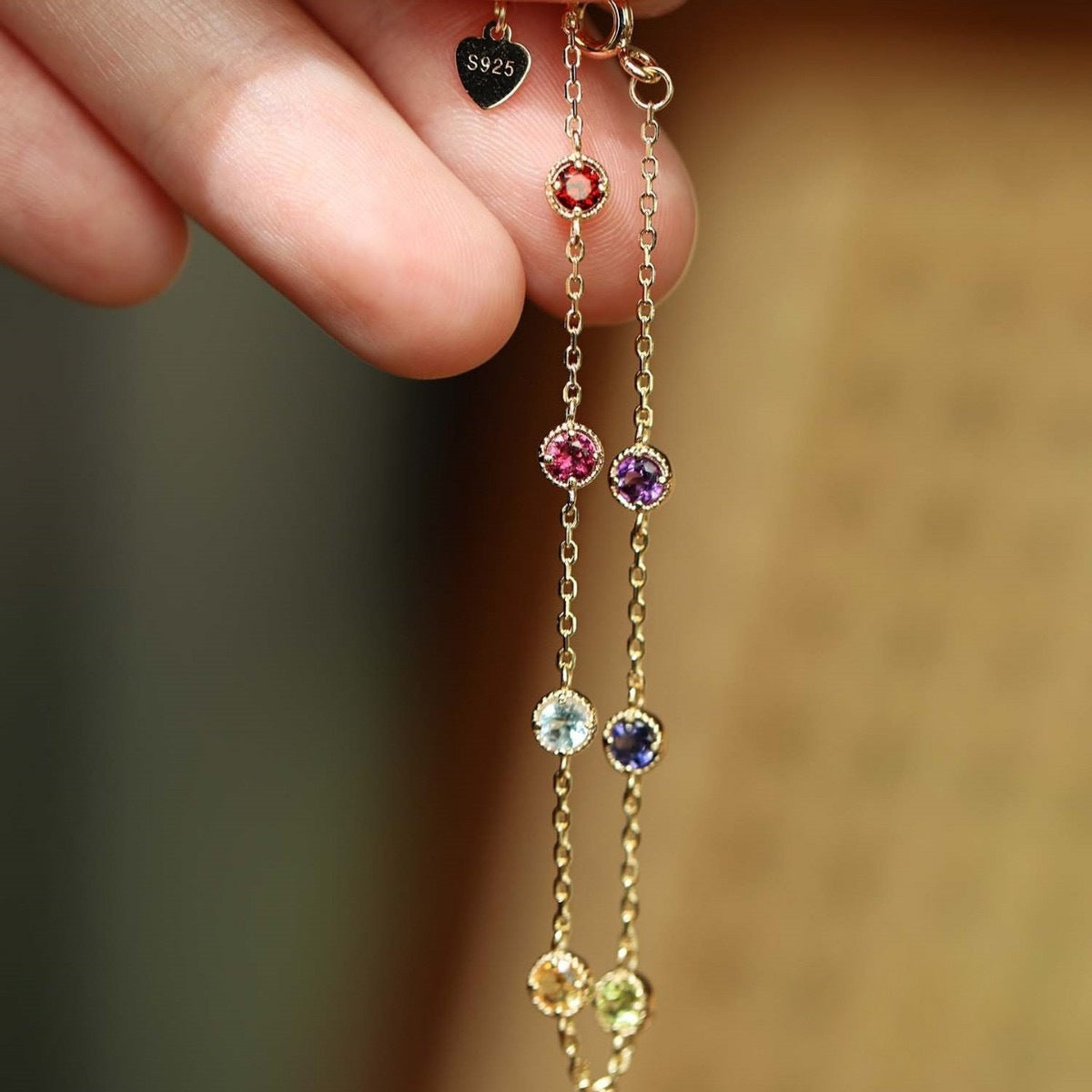 Rainbow Zircon Bracelet | 925 Sterling Silver with 18K Gold Plating | Elegant & Colorful Jewelry for Women - STAR8S