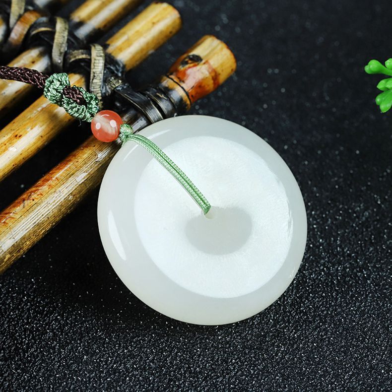 natural hetian jade white peace pendant | classic ping an kou jade necklace 🧧💎 | jade amulet for protection & prosperity
