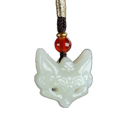 Natural Hetian Jade White Jade Fox Mask Pendant 🦊 | Handcrafted Jade Jewelry for Men & Women
