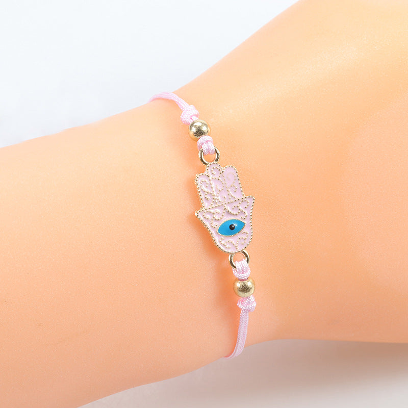 Evil Eye Hamsa Hand Bracelet - Simple Adjustable Charm for Protection & Good Luck - STAR8S
