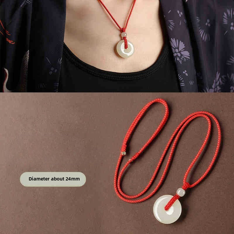 Hetian Jade Ping An Kou Pendant Necklace for Men & Women - STAR8S