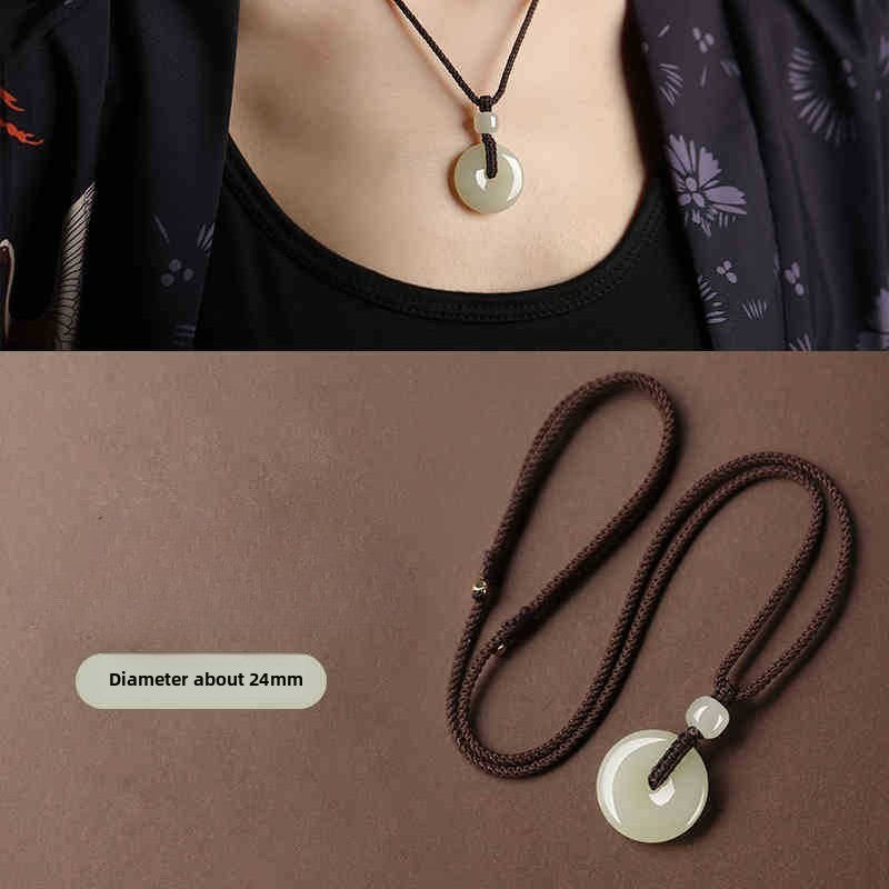hetian jade ping an kou pendant necklace for men & women - star8s