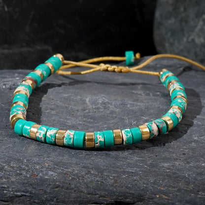 Adjustable Men's Bracelet - Natural Stone 4mm Beads with Turquoise & Tiger's Eye | Stylish & Durable Handmade Friendship Bracelets