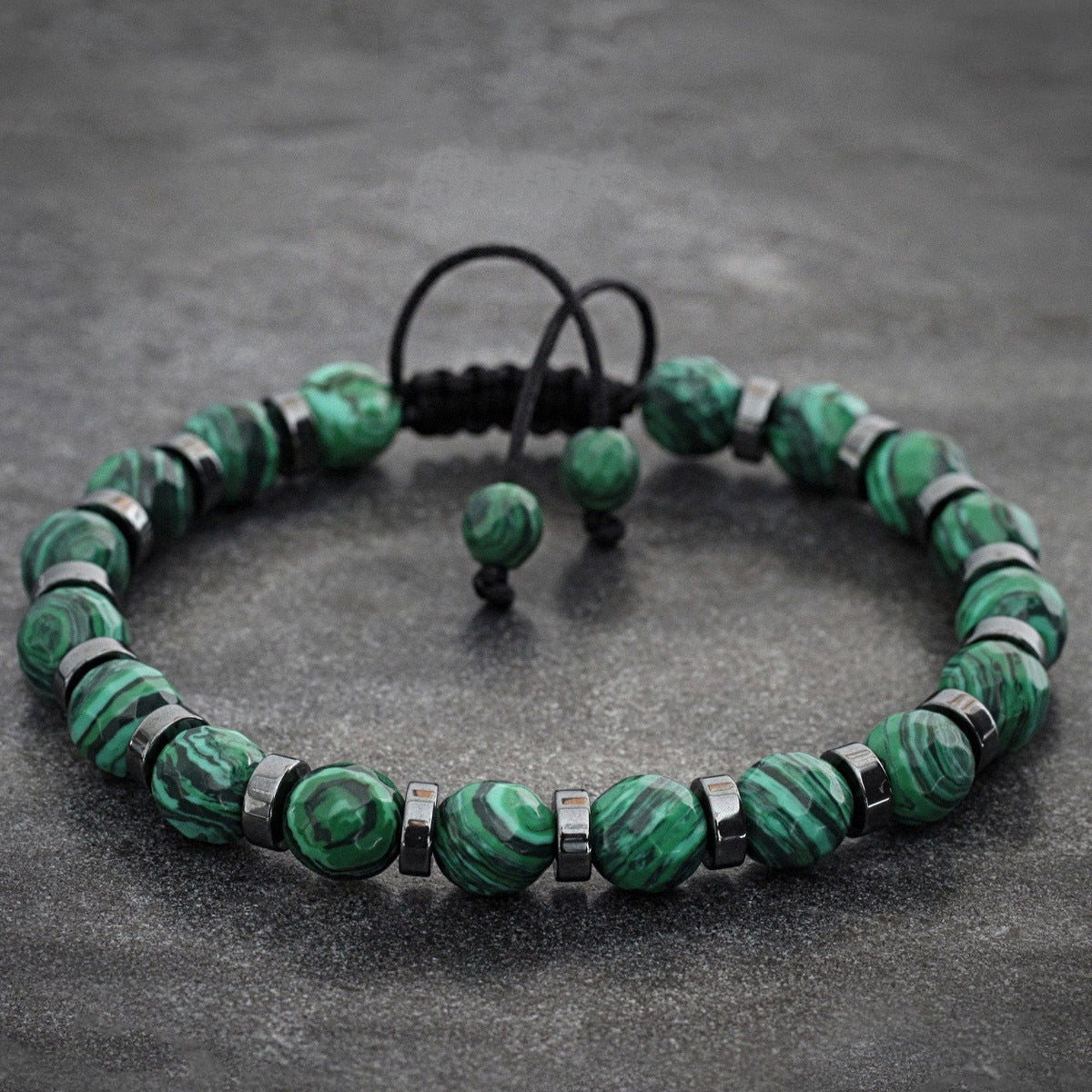 green natural stone beaded bracelet, handmade adjustable cord with 8mm beads, boho summer jewelry for men and women