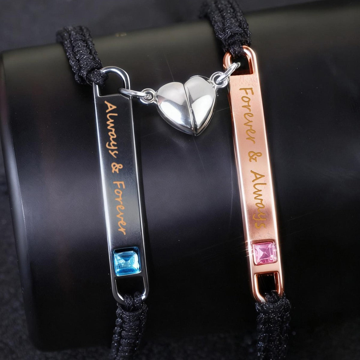 Magnetic Couple Bracelet Set – Handwoven Adjustable Rope, Matching His & Hers - STAR8S