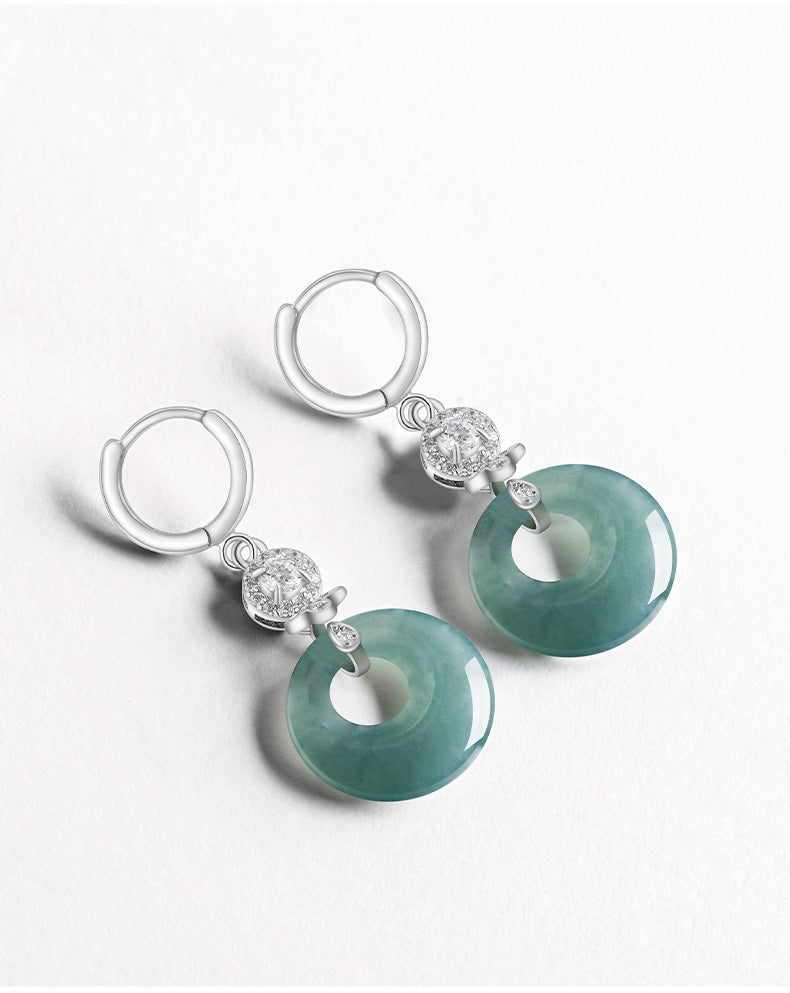 s925 silver natural jadeite jade ring blue water earrings – fashion women’s
