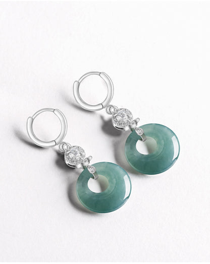 S925 Silver Natural Jadeite Jade Ring Blue Water Earrings – Fashion Women’s
