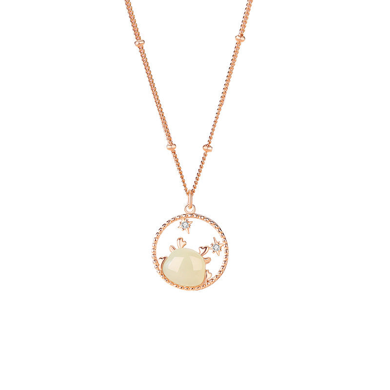 Real Jade Necklace - 925 Silver Gold Plated Dragon Hetian Pendant | STAR8S