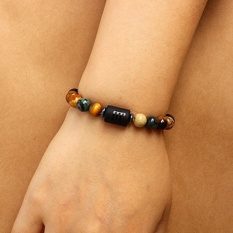12 the Zodiac Signs Natural Stone Beaded Bracelet - Tiger Eye - STAR8S