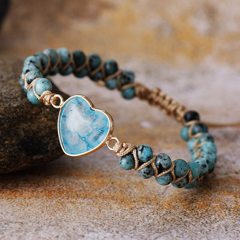 Natural Stone Braided Heart Adjustable Bracelet for Men | Tiger Eye Handmade Bracelet - STAR8S