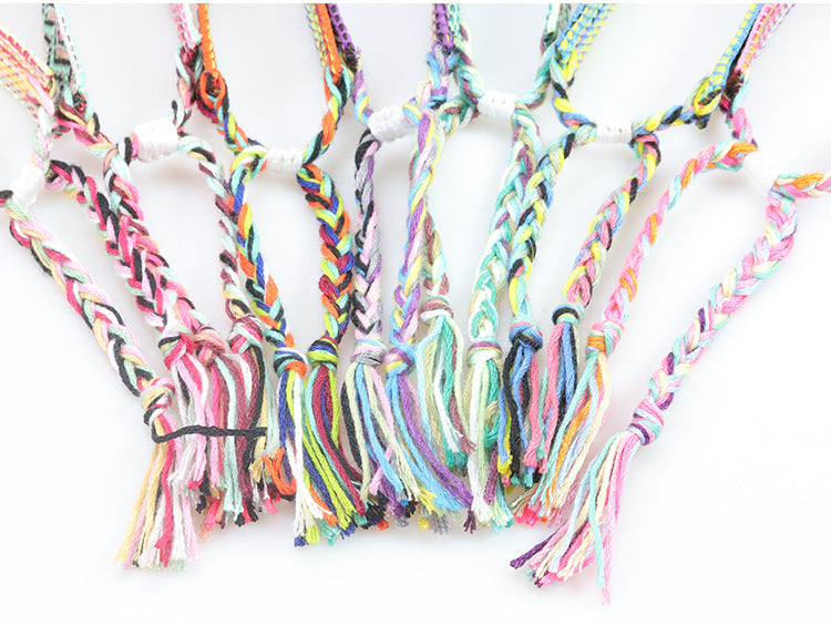 boho woven friendship bracelet – wide colorful tassel wristband, adjustable bohemian bracelet