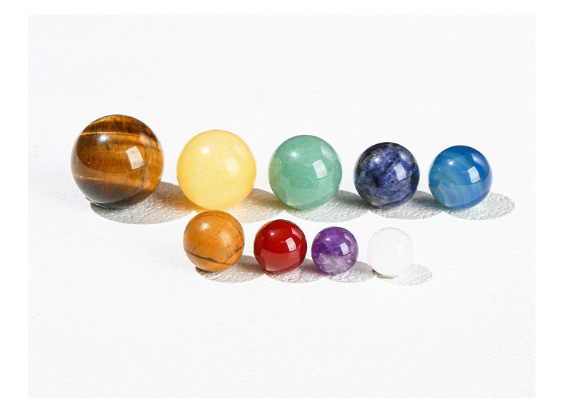 crystal ball solar system nine planets set – decorative mineral specimen planetary sculpture - star8s