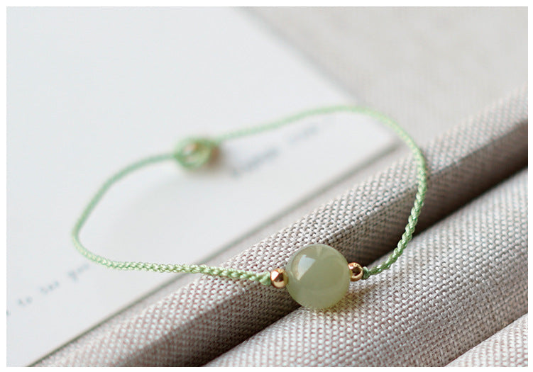 natural clear water gradient hetian jade handwoven braided anklet bracelet – elegant & simple jewelry