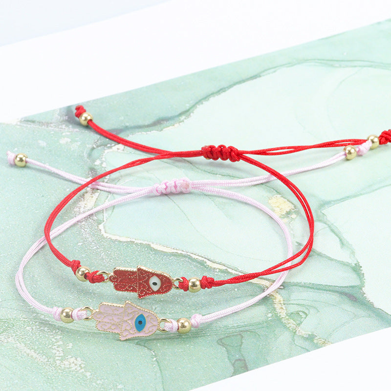 evil eye hamsa hand bracelet - simple adjustable charm for protection & good luck - star8s