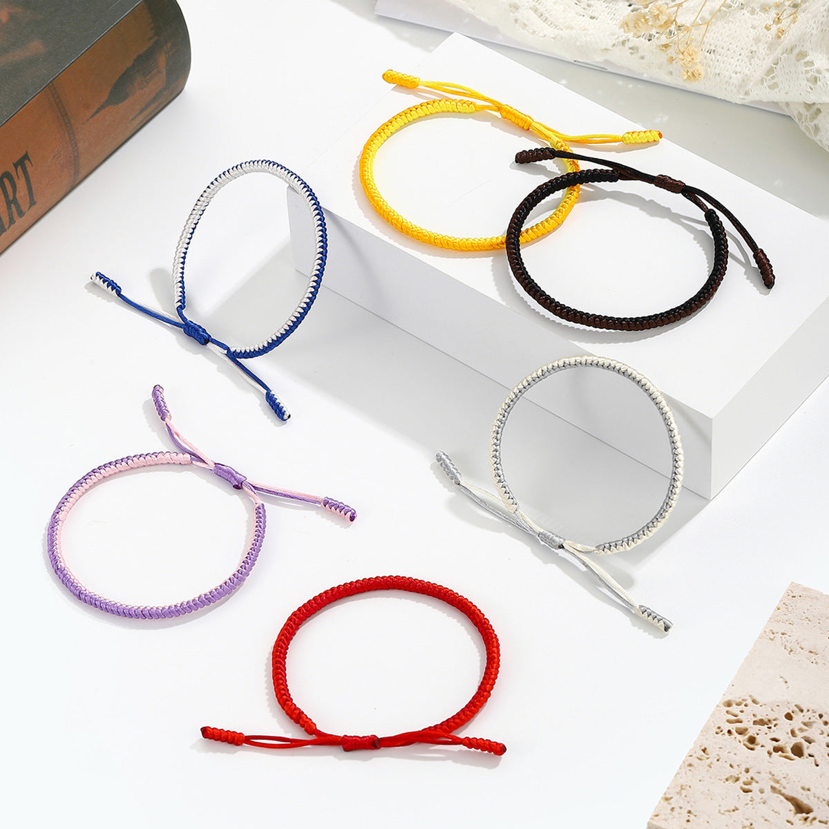 Handcrafted Adjustable Double Color Bracelet - Stylish Woven Cord with Knots - Perfect for Fashion Lovers and Festive Occasions - STAR8S