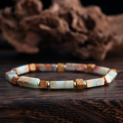 Vintage Boho Natural Stone Beaded Bracelet for Men – Semi-Precious Gemstone Spacer Beads - STAR8S