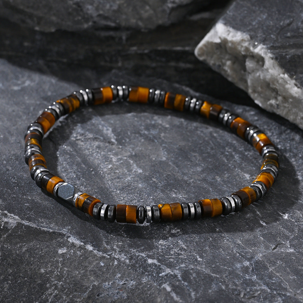 yellow tiger eye bracelet for men – slim boho natural stone beaded bracelet - star8s