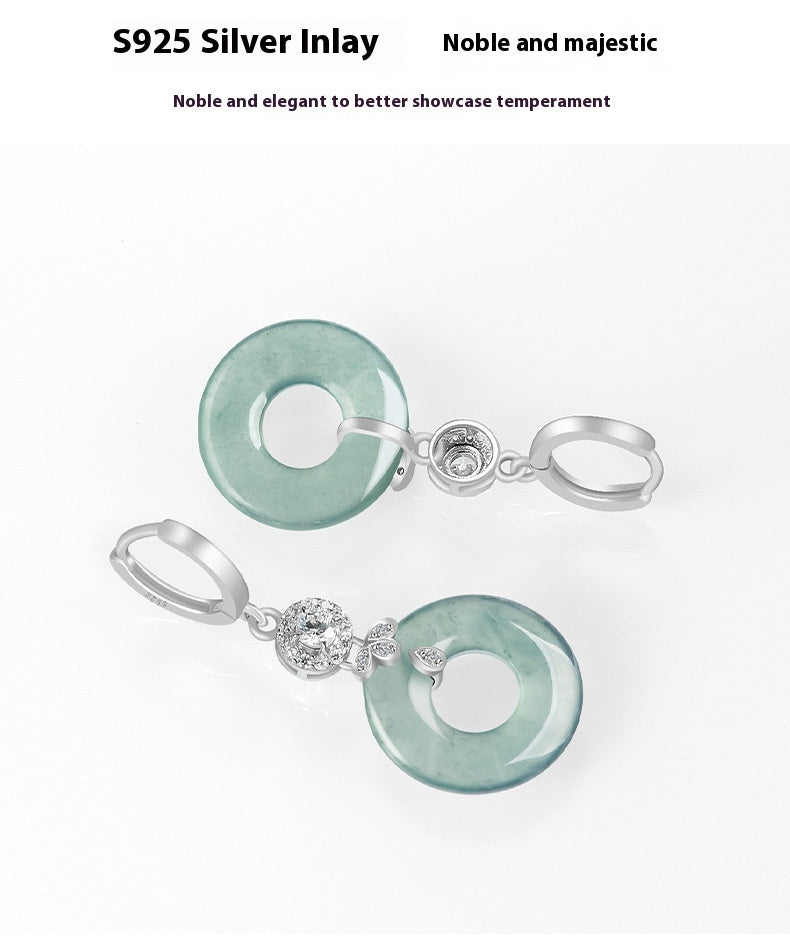 natural hetian jade blue water hoop earrings – ice seed jade with s925 silver