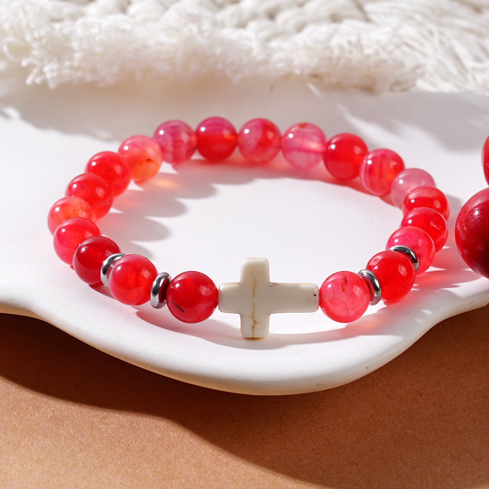 cross beaded bracelets - faith-inspired jewelry with lava rock, turquoise, tiger's eye & more | stylish & spiritual handcrafted accessories