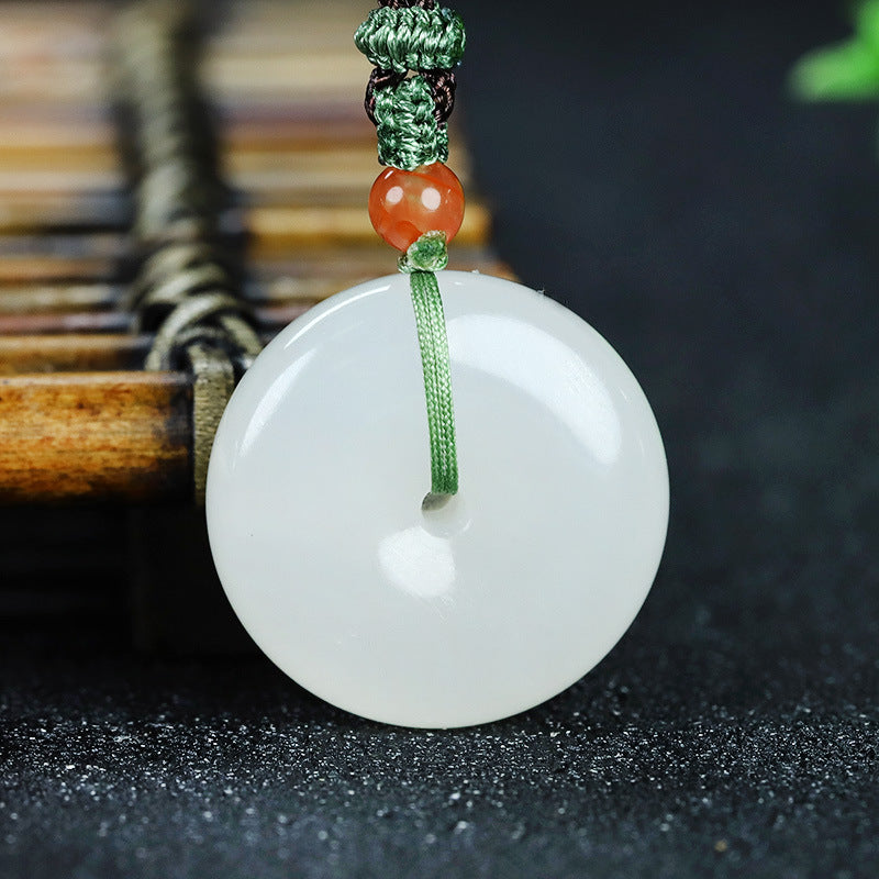 natural hetian jade white peace pendant | classic ping an kou jade necklace 🧧💎 | jade amulet for protection & prosperity