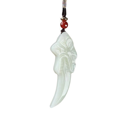 Jade Wolf Fang Necklace - Hetian White Jade Pendant - Bold & Powerful Jewelry for Men and Women