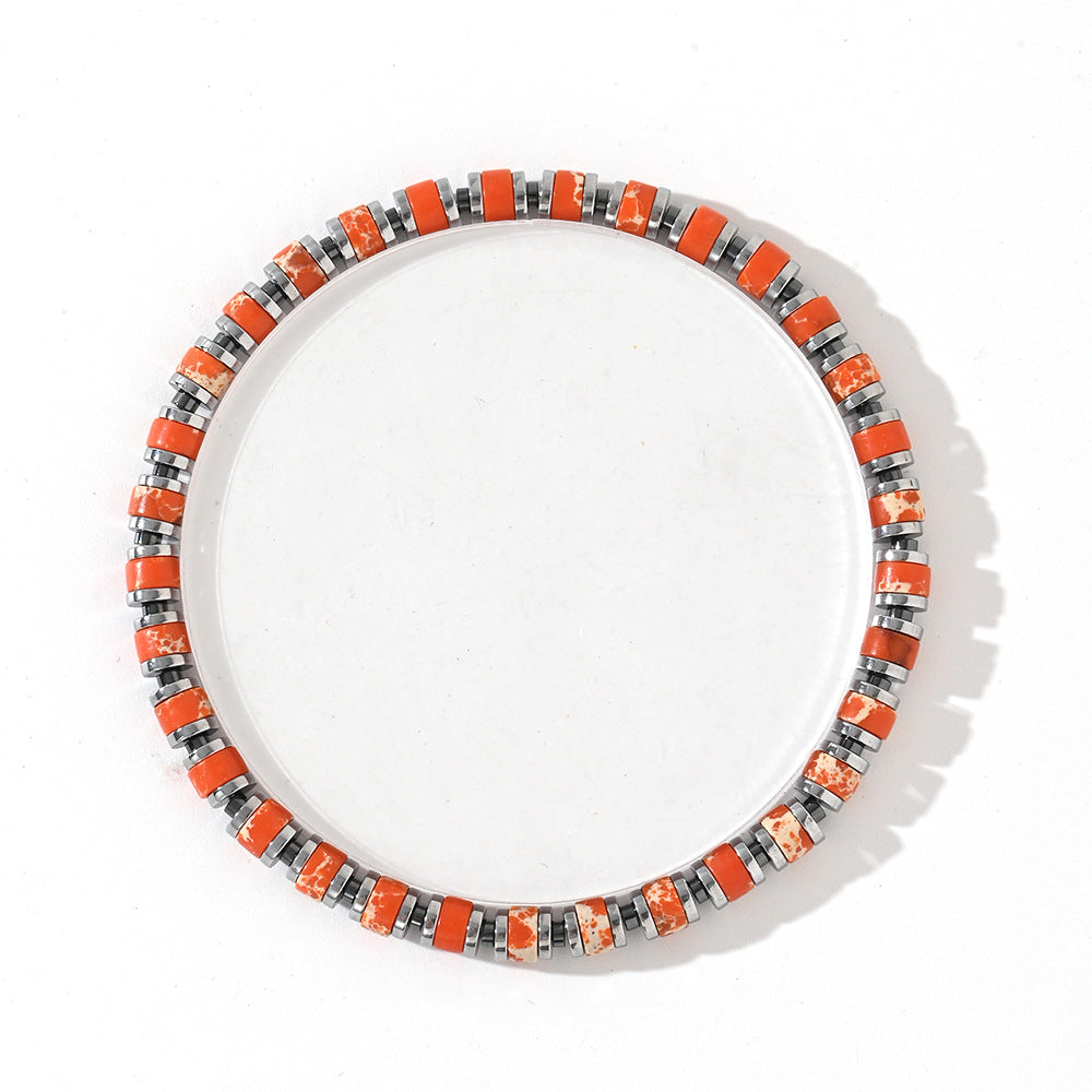 Boho Color-Block Natural Stone Bracelet – Men’s Imperial Stone Stretch Boho Bracelet - STAR8S