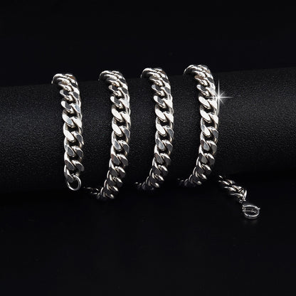 Titanium Steel Cuban Link Chain Necklace for Men Women Unisex 8mm Silver Color 6-Sided Diamond Cut Curb Link Chain Streetwear Hip Hop High Street Heavy Duty Necklaces