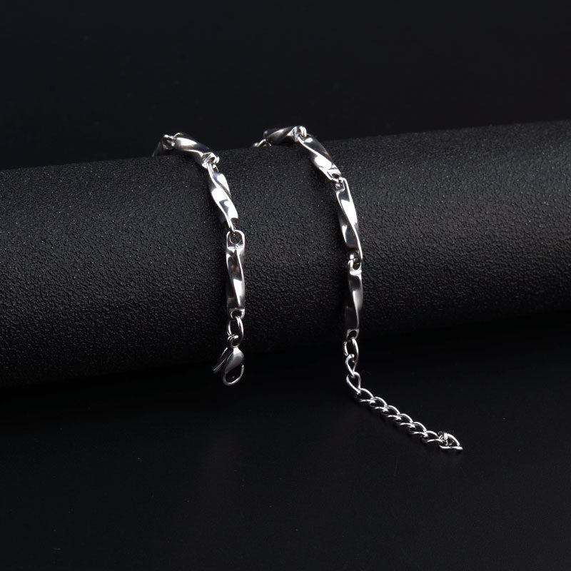 titanium steel mobius twisted link bracelet for men women unisex minimalist silver color geometric curb chain bracelet hip hop streetwear waterproof fashion jewelry