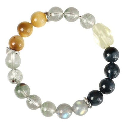 Wealth Green Ghost Crystal Bracelet with Yellow Quartz & Tiger Eye | Unique Women’s Energy Bracelet