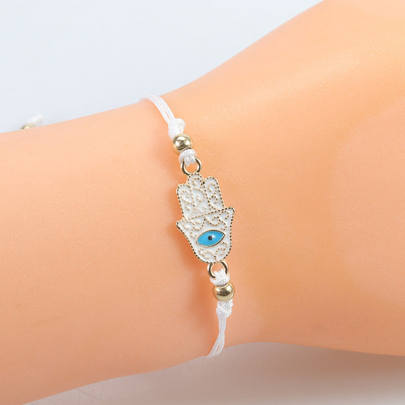 Evil Eye Hamsa Hand Bracelet - Simple Adjustable Charm for Protection & Good Luck - STAR8S