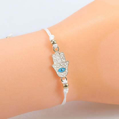 Evil Eye Hamsa Hand Bracelet - Simple Adjustable Charm for Protection & Good Luck - STAR8S