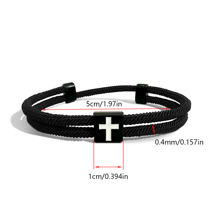 new milan rope braided bracelet with cross - minimalist adjustable unisex bracelet for couples - star8s