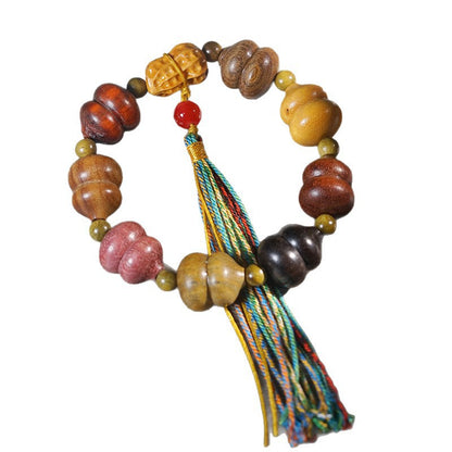 Multi-Wood Gourd Bead Bracelet Handmade Lucky Prayer Beads | Blessing Bracelet for Men & Women