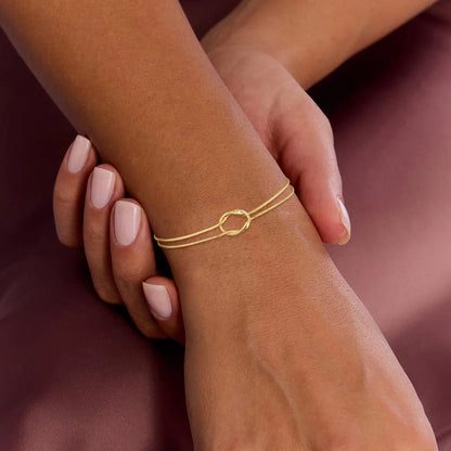 Elegant Tarnish Resistant Brass Layered Snake Chain Bracelet High Polish Infinitesimal Love Knot Adjustable Comfort Fit Smooth Fluid Bone Link Wristband Premium Romantic Charm