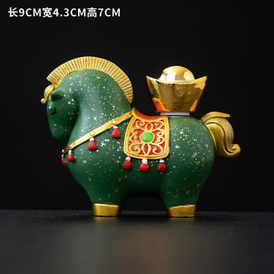 chinese zodiac horse tea pet - prosperity & blessings ceramic home décor for office desk & tea table - star8s