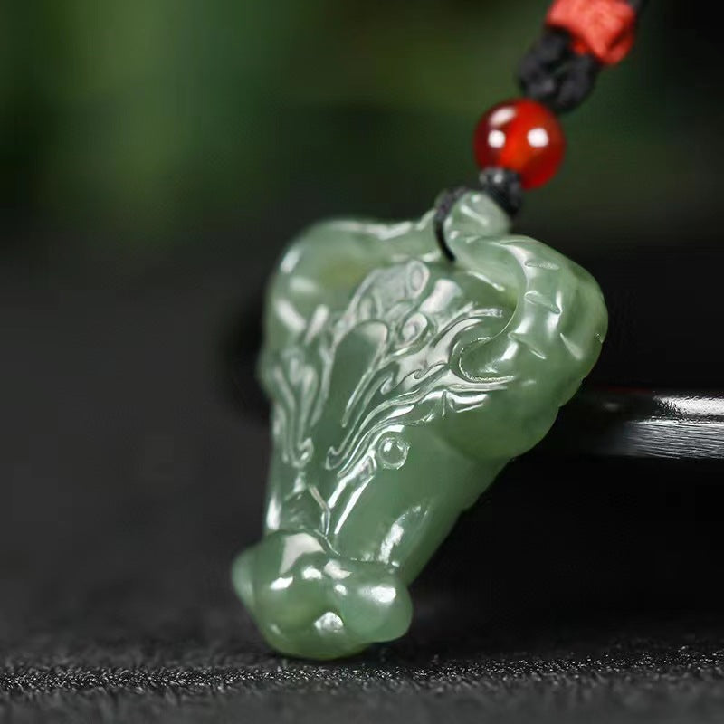 ox jade necklace – hetian jade zodiac bull pendant | lucky jade pendant for men & women