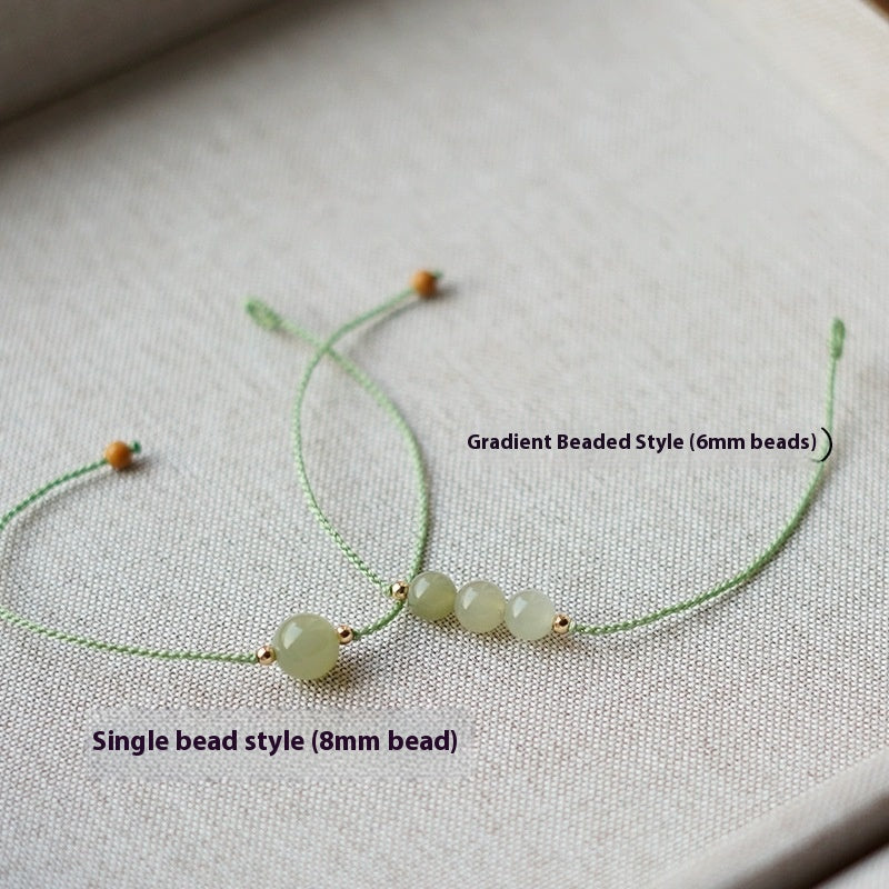 natural clear water gradient hetian jade handwoven braided anklet bracelet – elegant & simple jewelry