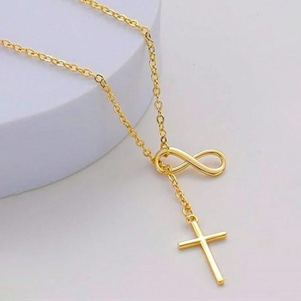 stainless steel infinity cross necklace for women gold tone infinity loop cross pendant lariat necklace religious faith christian jewelry elegant y necklace gift for her