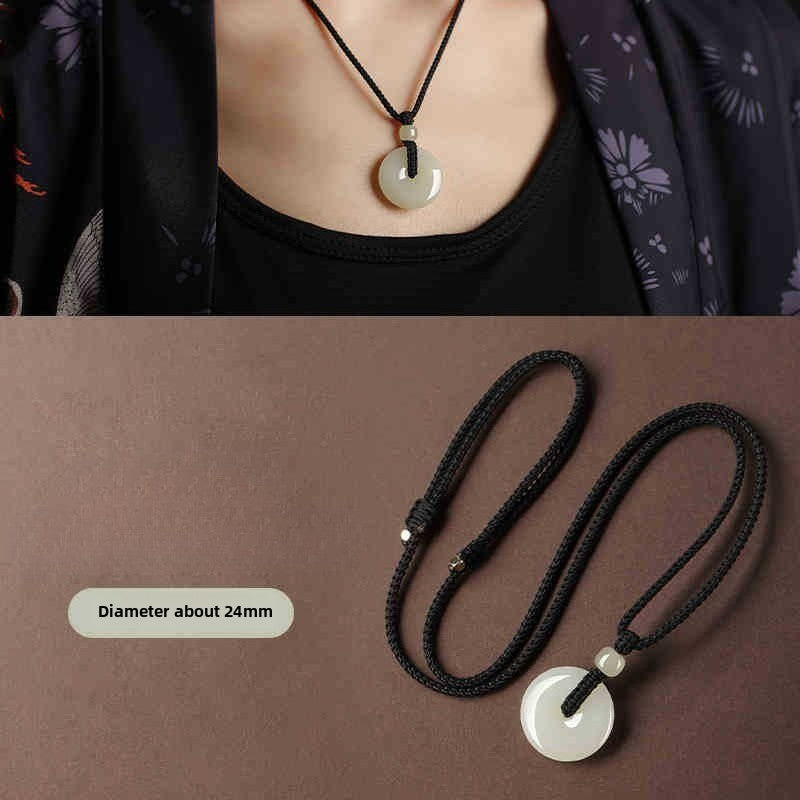 hetian jade ping an kou pendant necklace for men & women - star8s