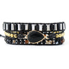 Obsidian Braided Wrap Bracelet - Handcrafted Leather and Crystal Bracelet for Women
