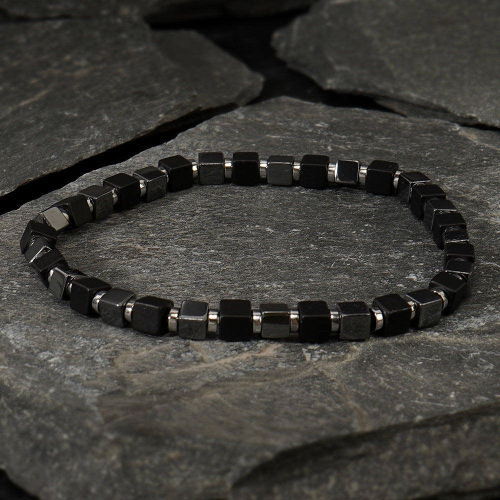 men energy bracelet – black gallstone, hematite, and terahertz stones for wellness & style - star8s