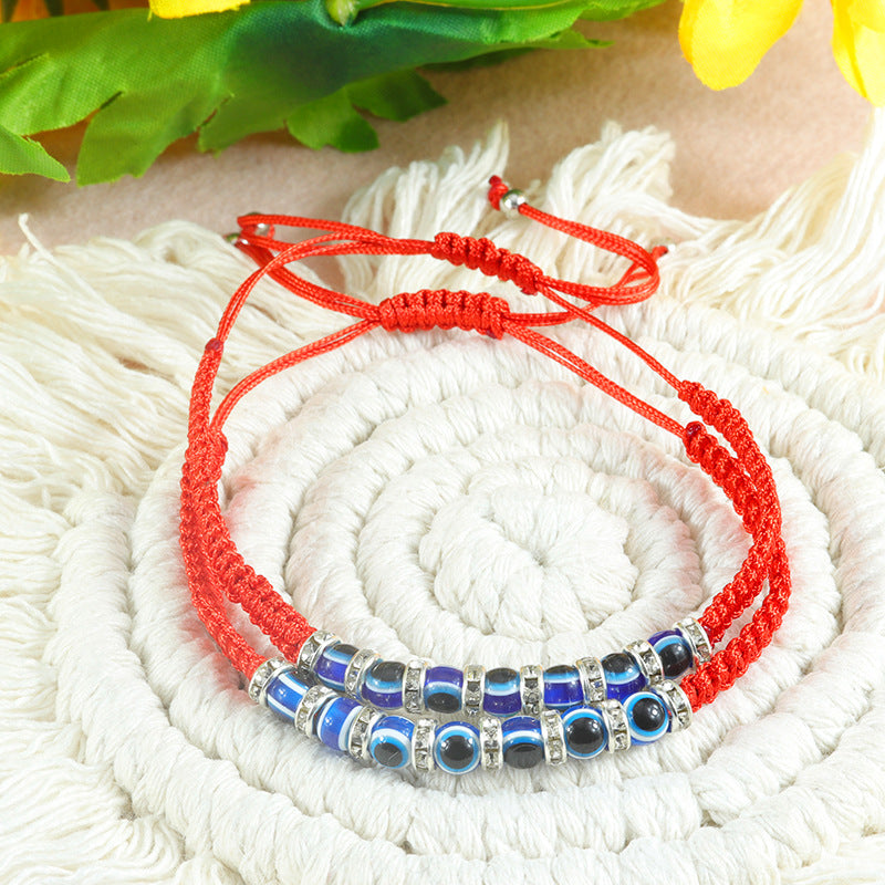 blue eye bracelet red cord protection amulet - star8s