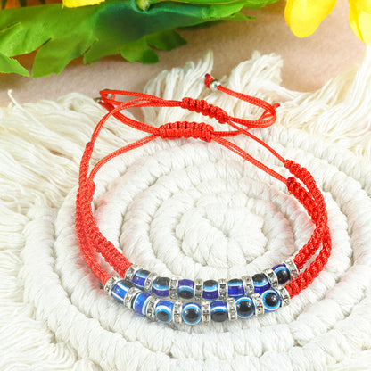 Blue Eye Bracelet Red Cord Protection Amulet - STAR8S