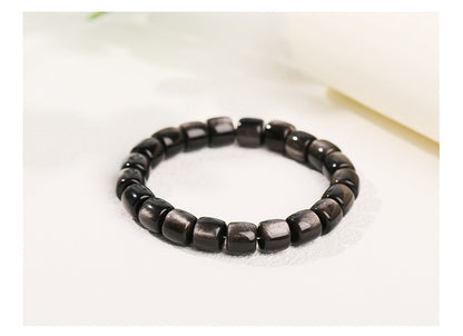 Obsidian Beaded Bracelet - Fashionable Unisex Cylinder Shape Gift Bracelet - STAR8S